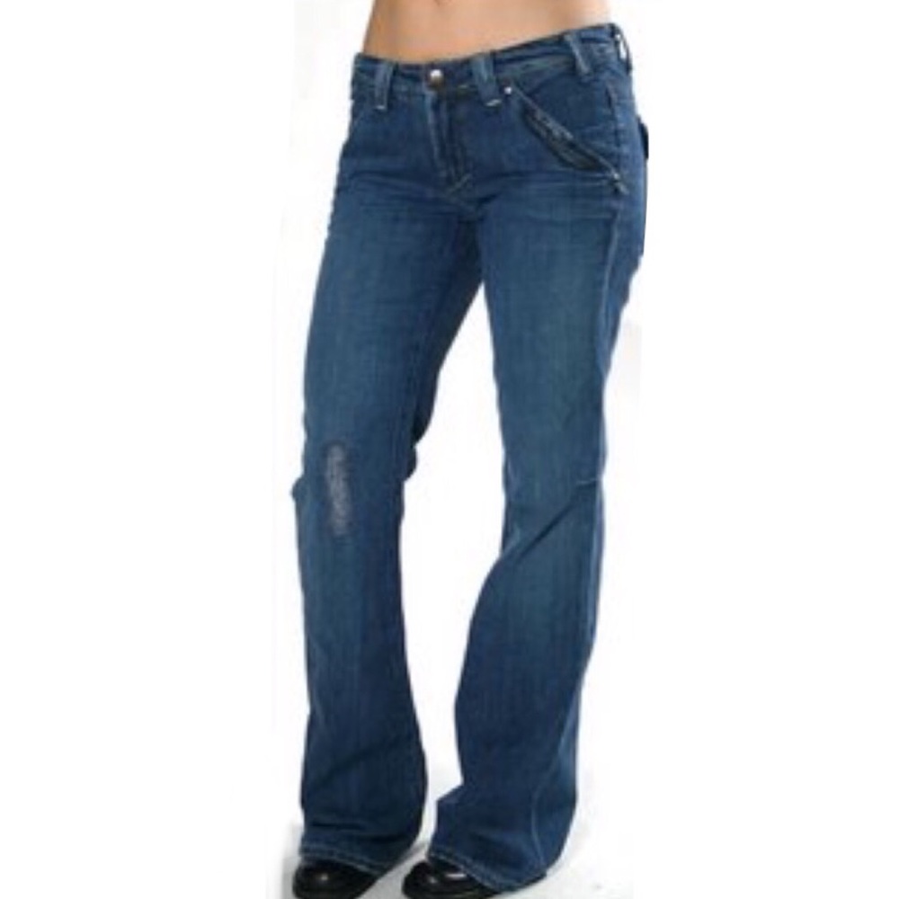 Yanuk distressed worker boyfriend jeans